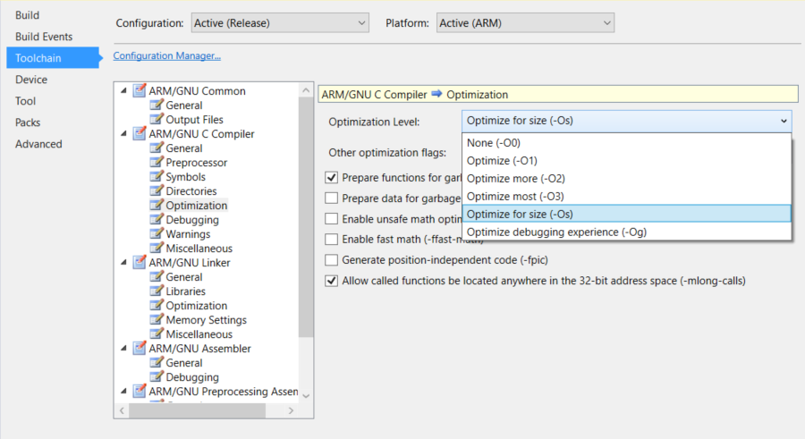 Size Optimization Options